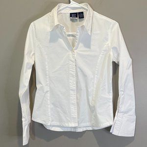 DCC Missy White Button Down Shirt sz M Super Cute